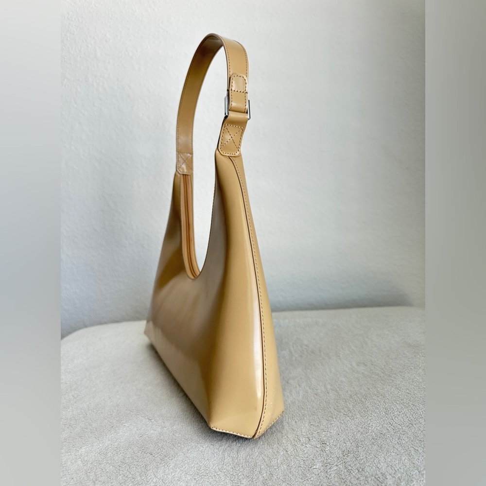 BY FAR Amber Kraft Beige Nude Semi-patent Leather Shoulder‎ Bag Purse NWOT - Picture 6 of 17